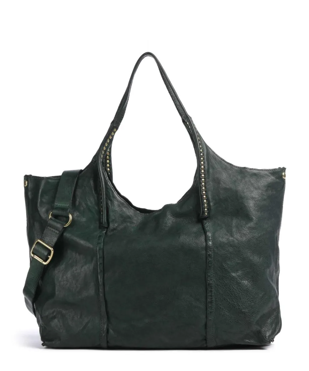 Tote bag fine grain cow leather dark green