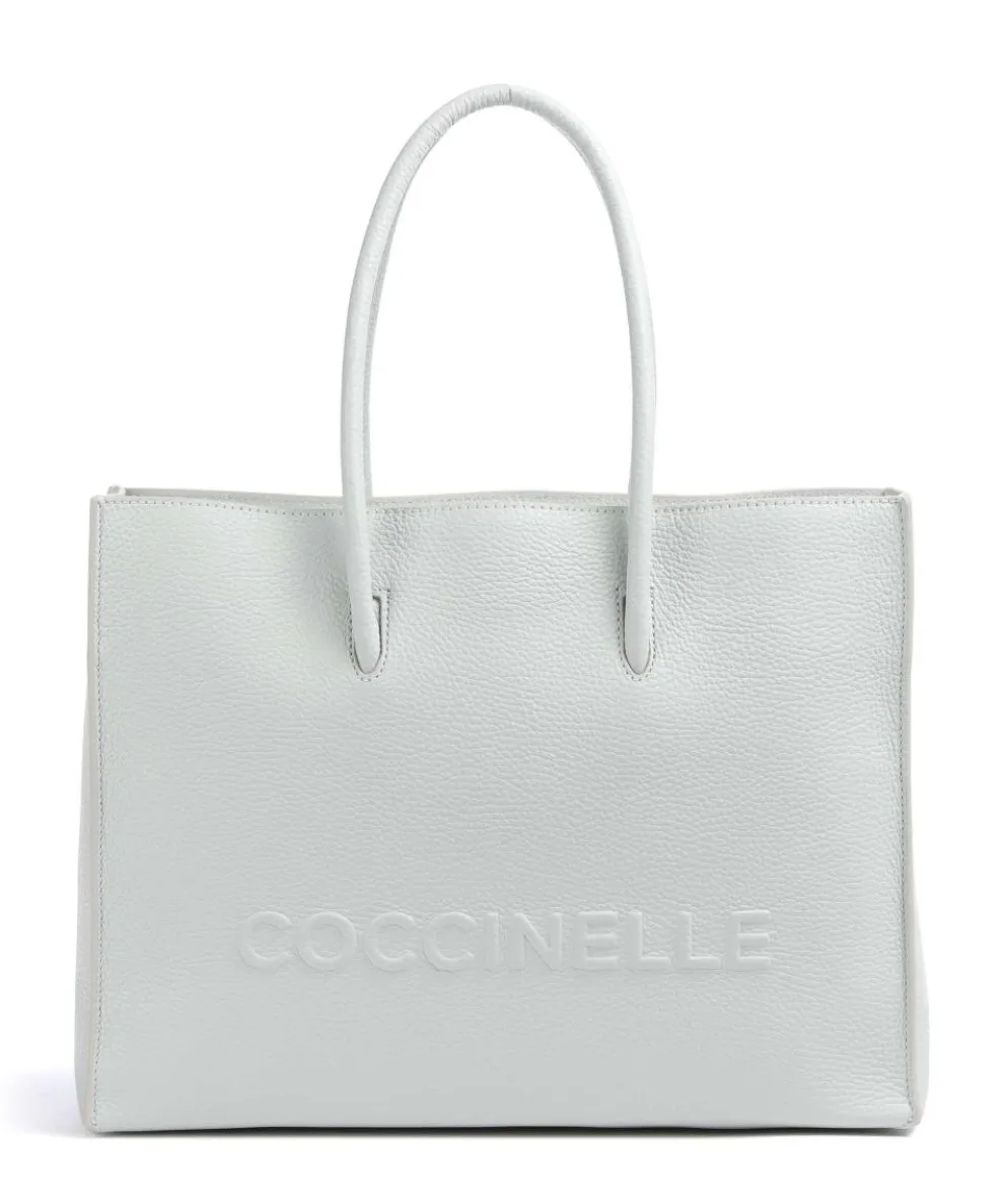 Myrtha Maxi Logo Tote bag grained leather light blue