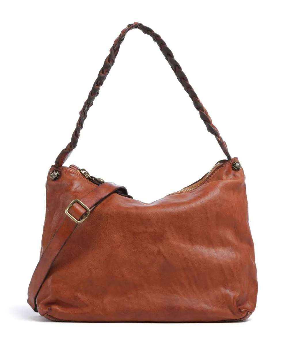 Hobo bag fine grain cow leather cognac