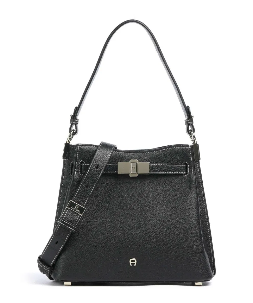 Farah M Hobo bag grained cow leather black