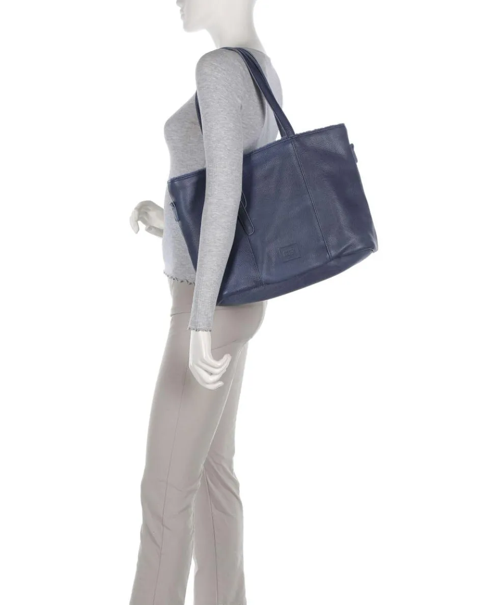 Inside Out Tote bag grained leather dark blue