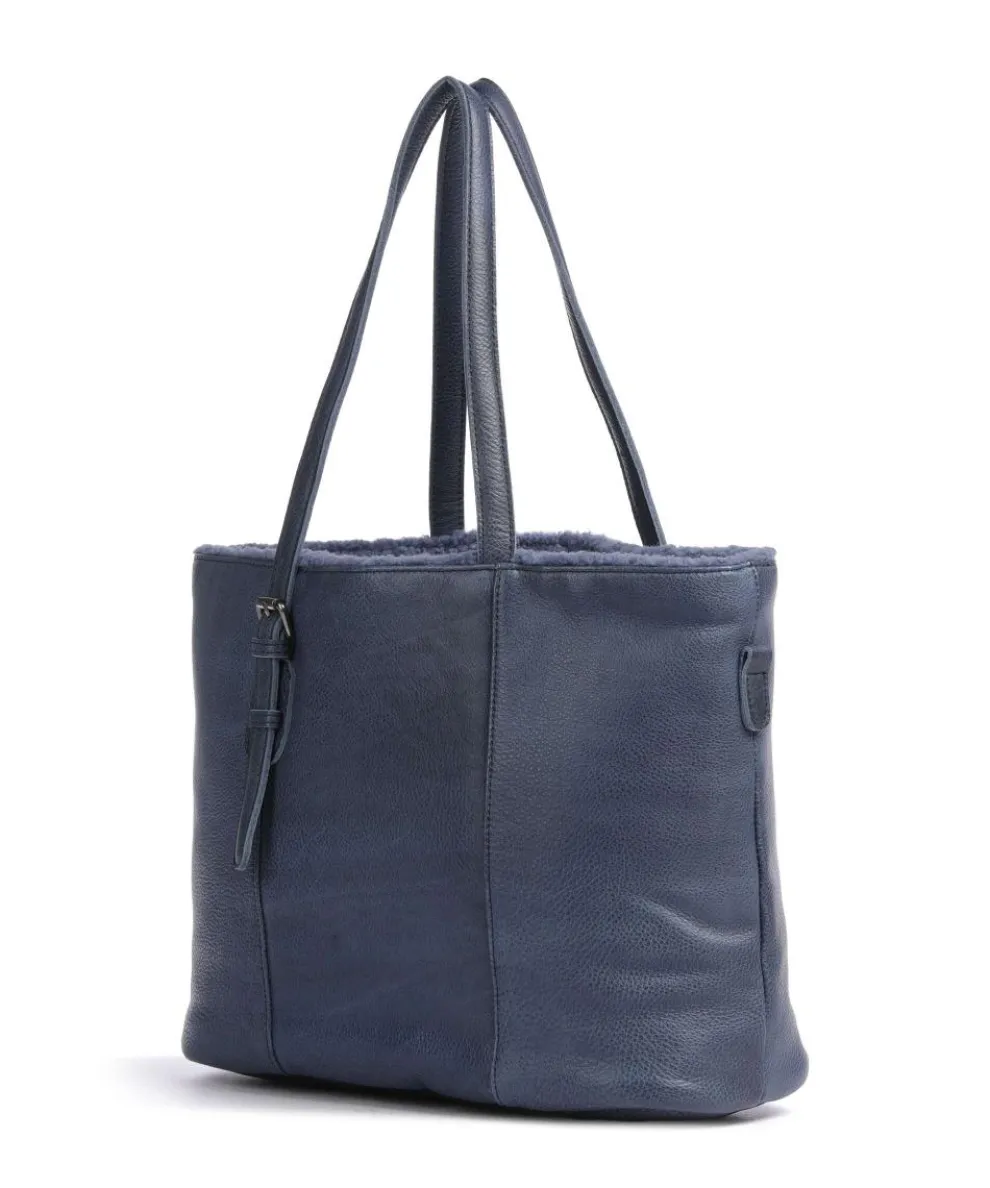 Inside Out Tote bag grained leather dark blue