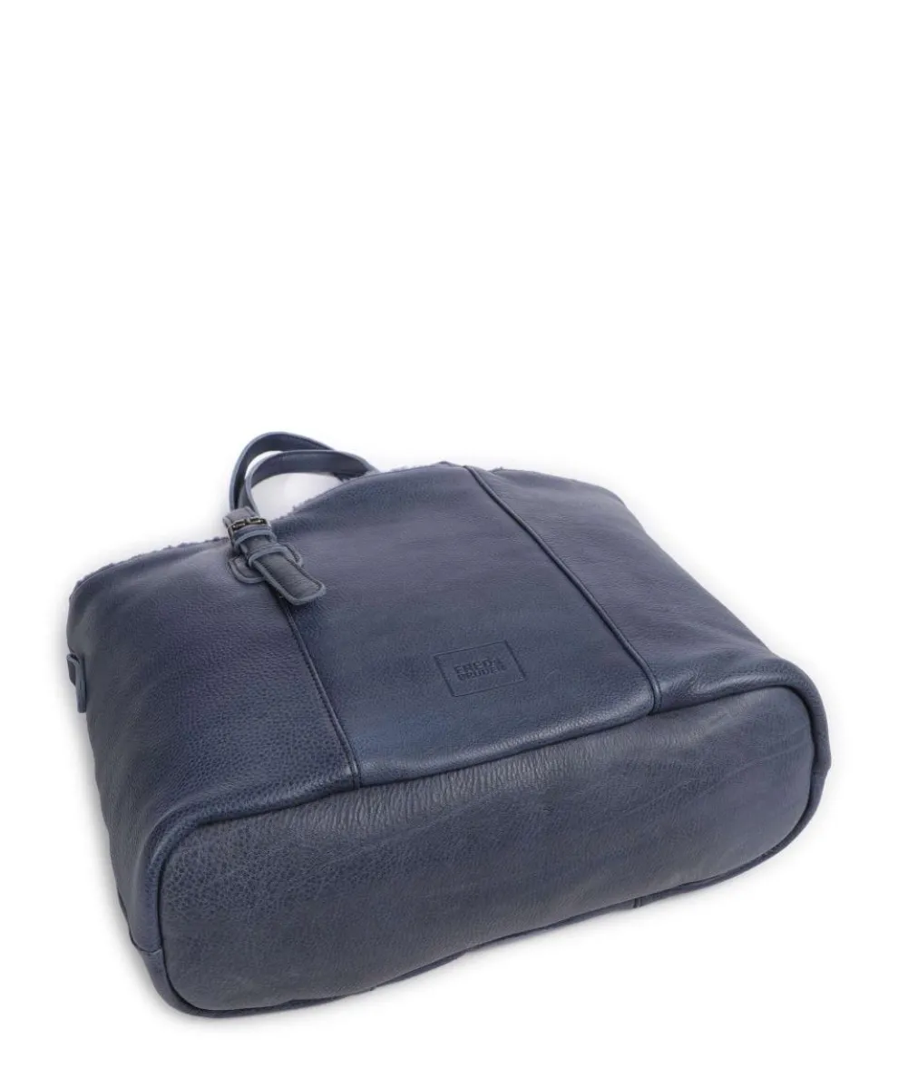 Inside Out Tote bag grained leather dark blue