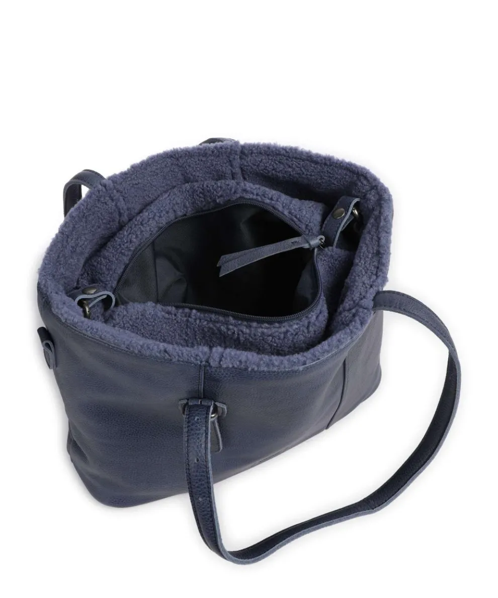Inside Out Tote bag grained leather dark blue