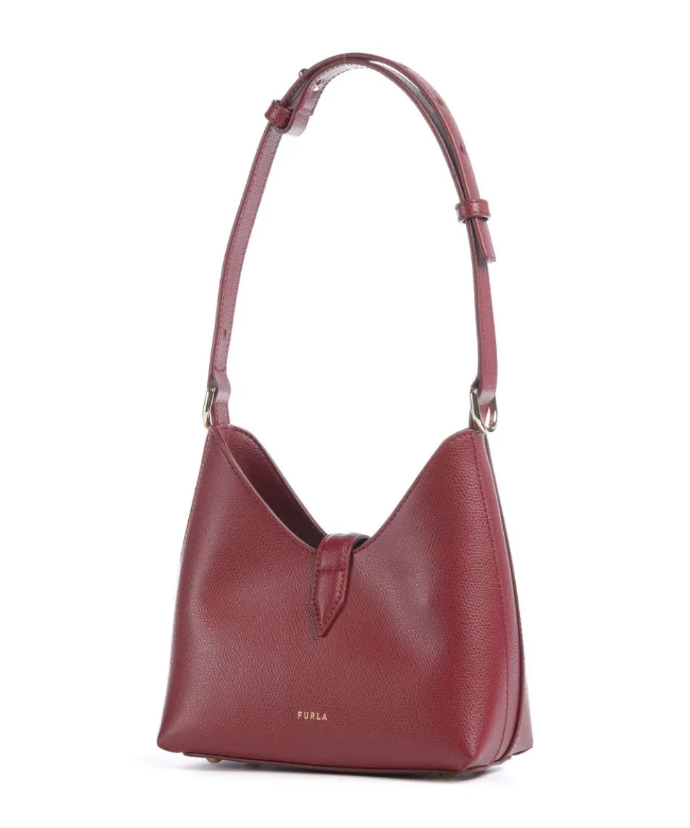 Iride Mini Shoulder bag grained leather dark red