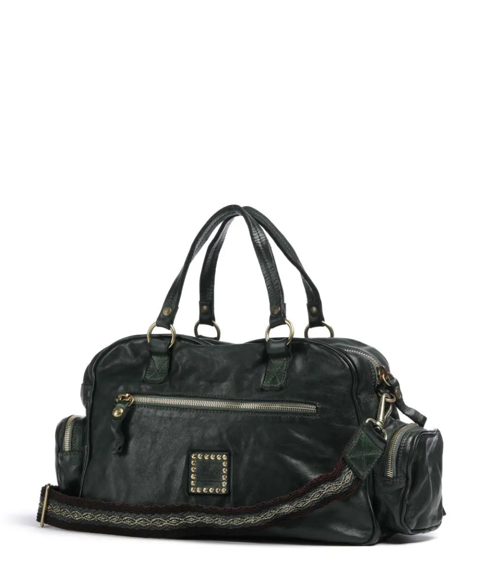 Handbag cow leather dark green