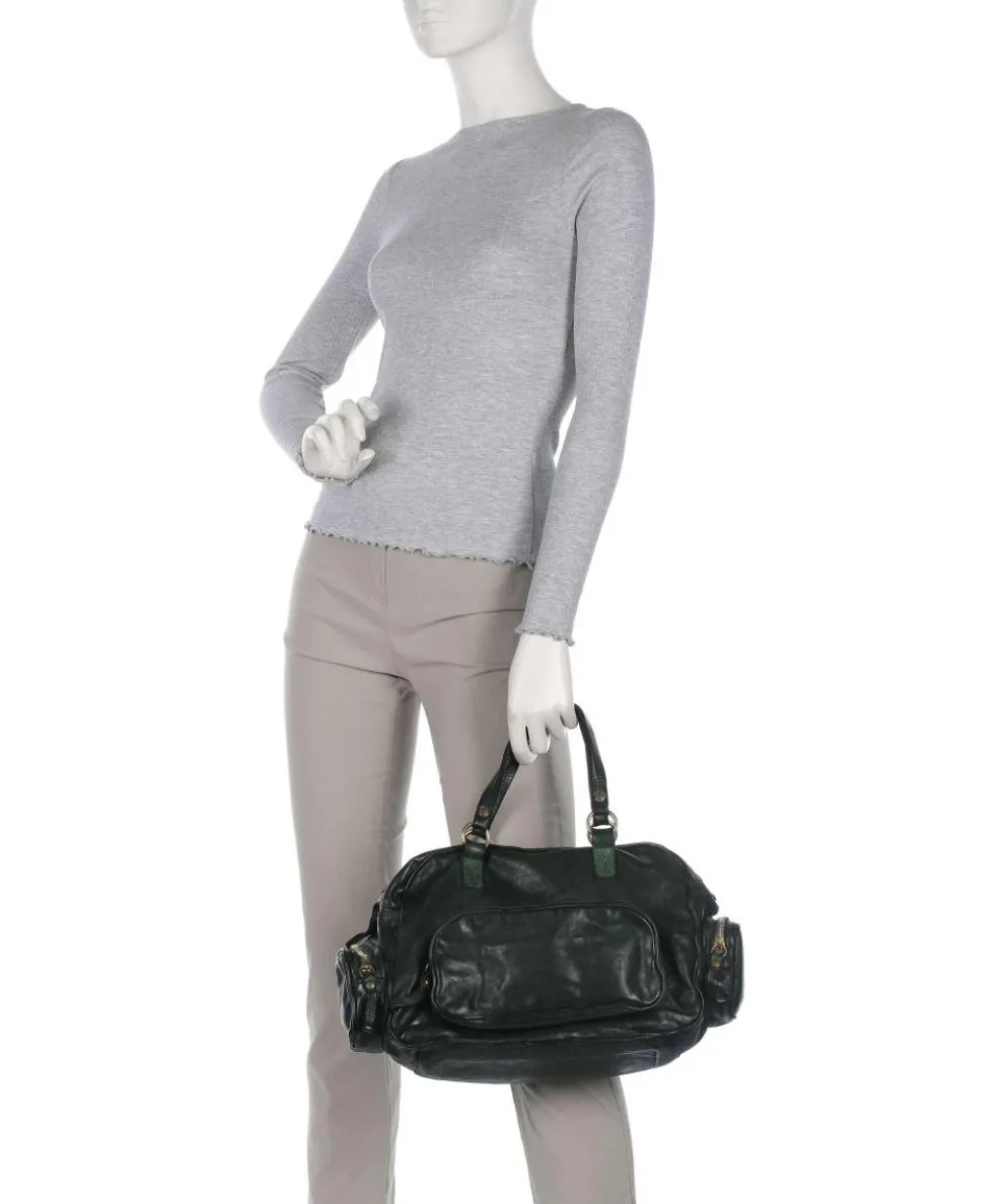 Handbag cow leather dark green