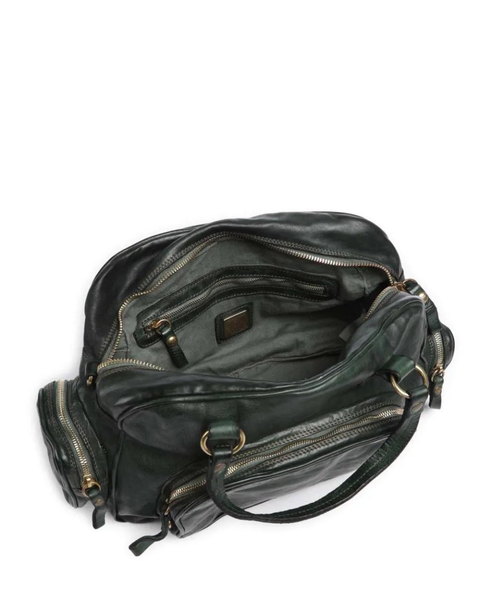 Handbag cow leather dark green