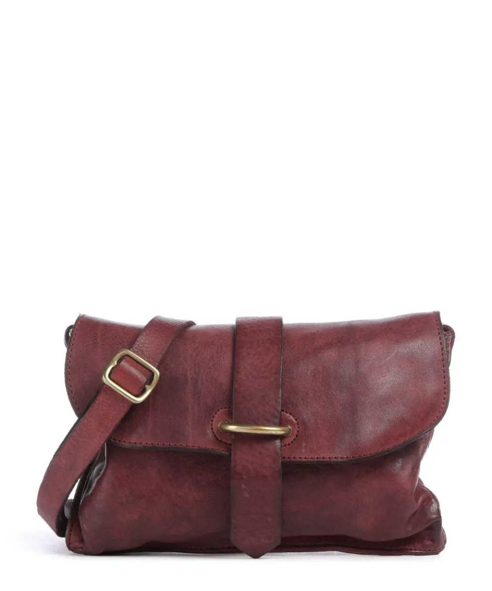 Crossbody bag fine grain cow leather dark red