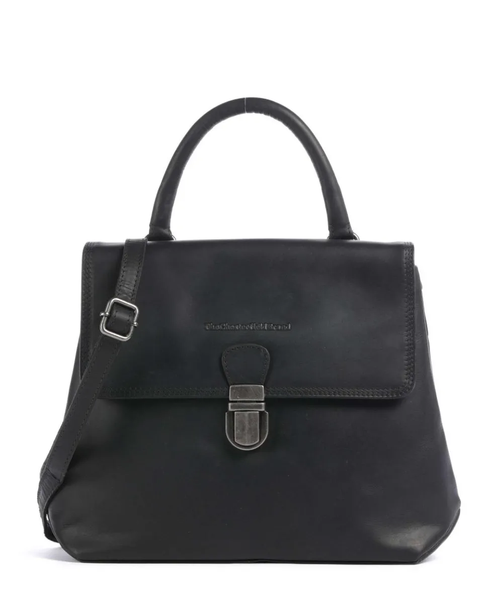 Wax Pull Up Cow Angera Handbag fine grain cow leather black