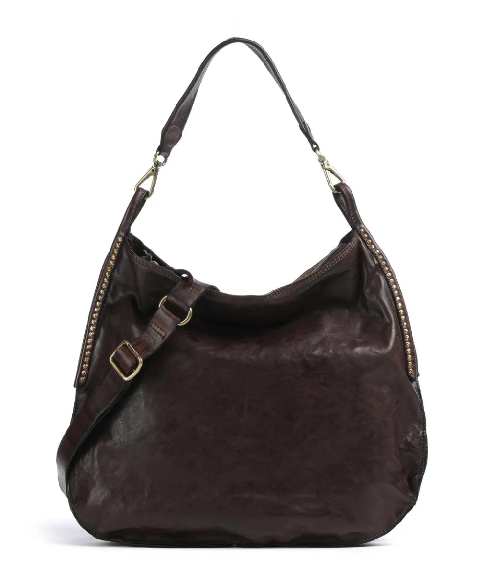 Hobo bag fine grain cow leather dark brown