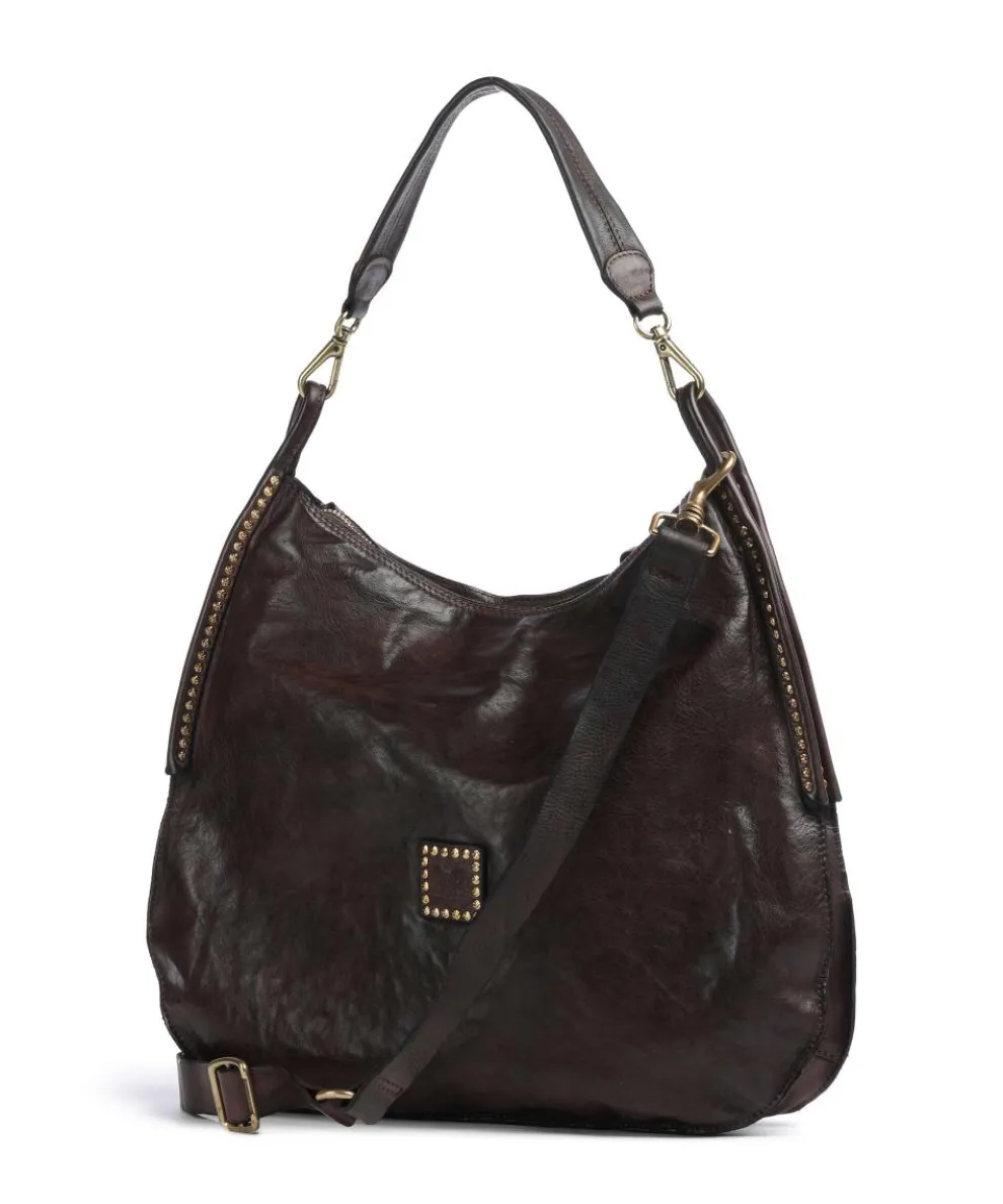 Hobo bag fine grain cow leather dark brown
