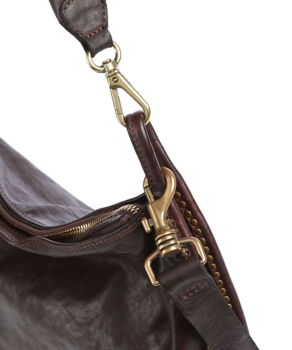Hobo bag fine grain cow leather dark brown