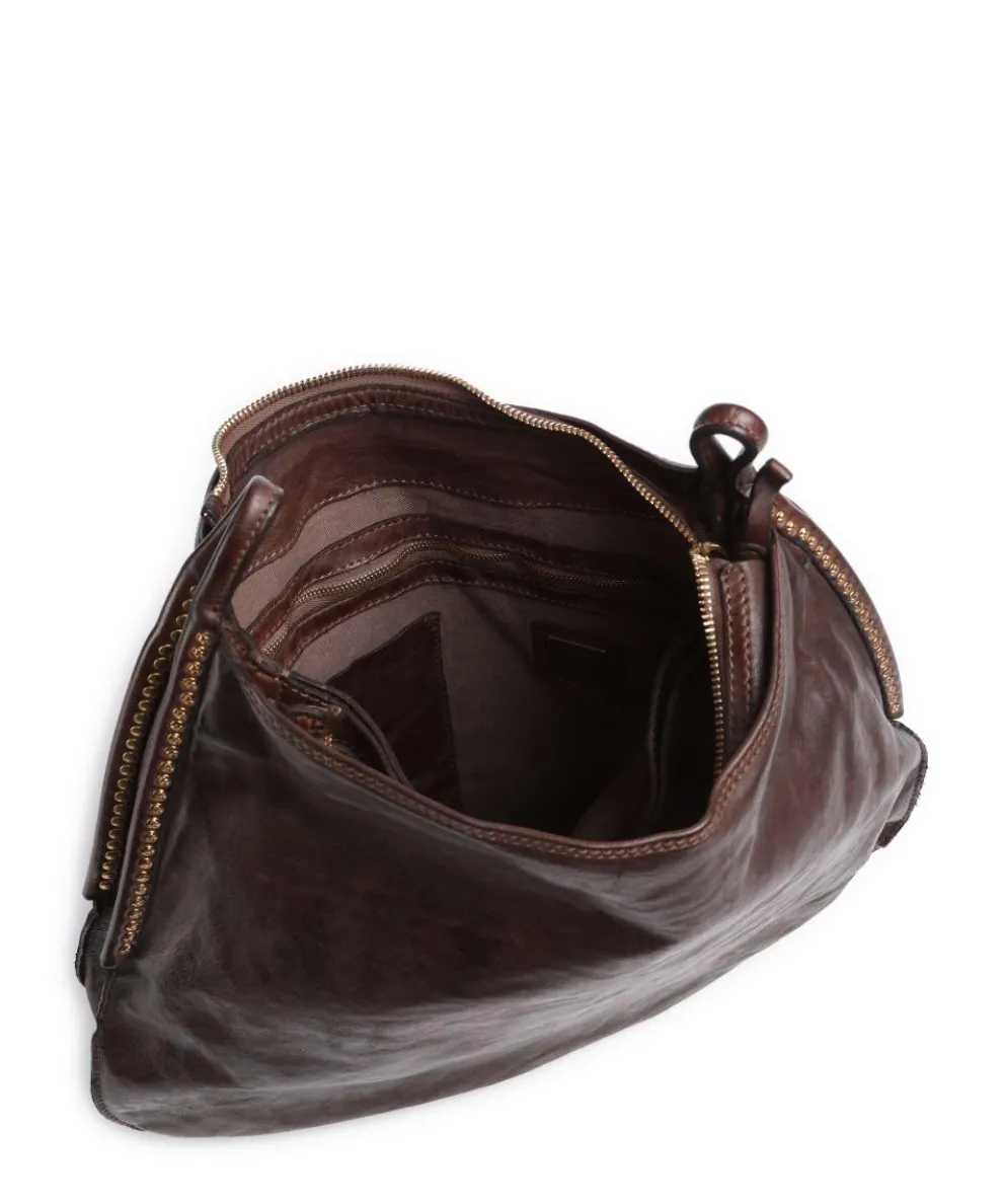 Hobo bag fine grain cow leather dark brown