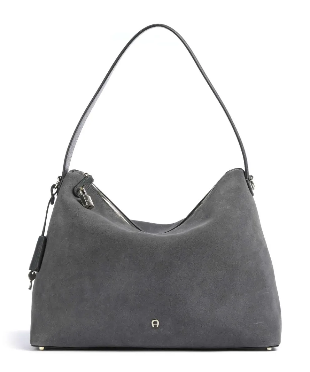Delia L Hobo bag brushed leather dark grey