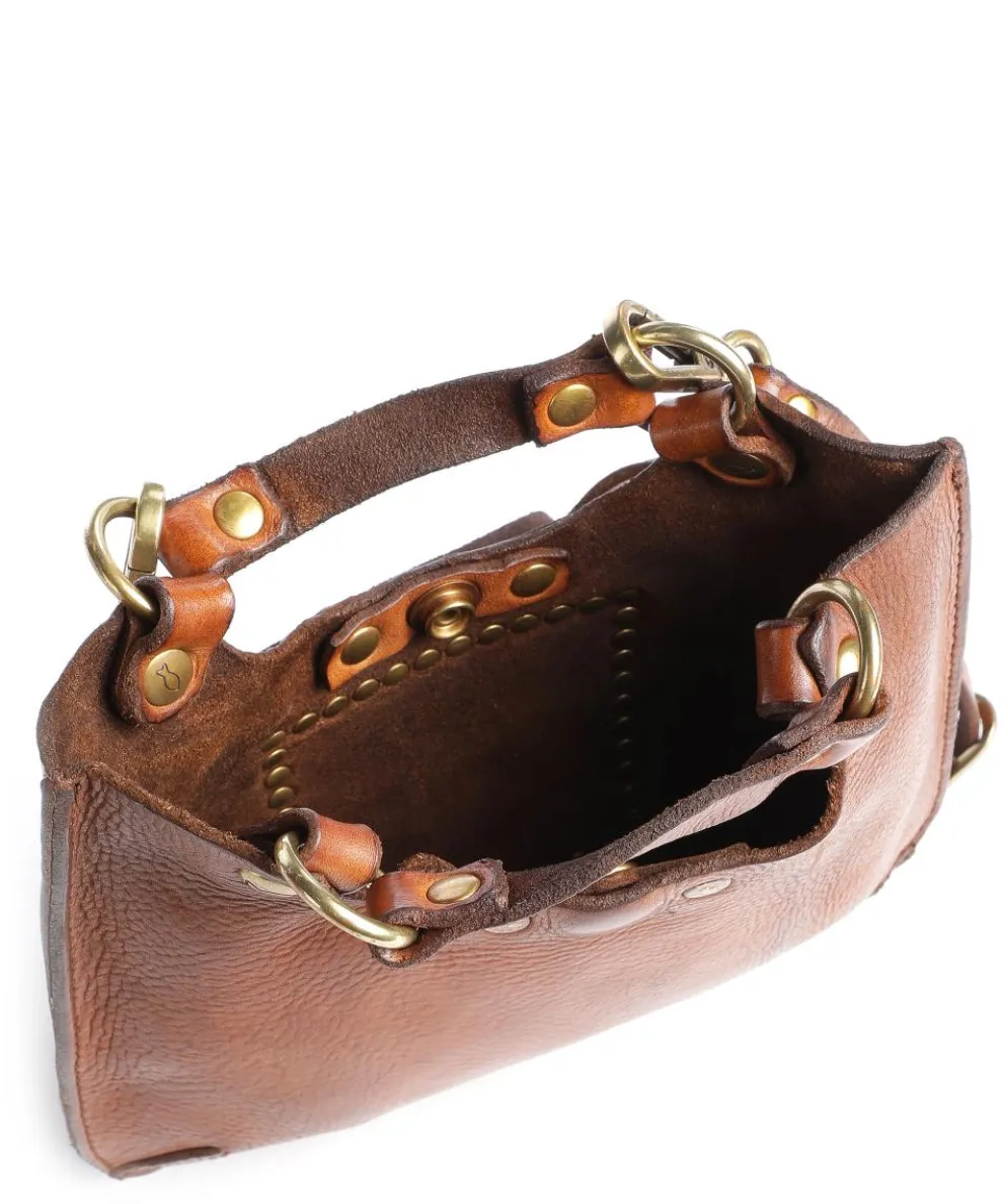 Handbag fine grain cow leather cognac