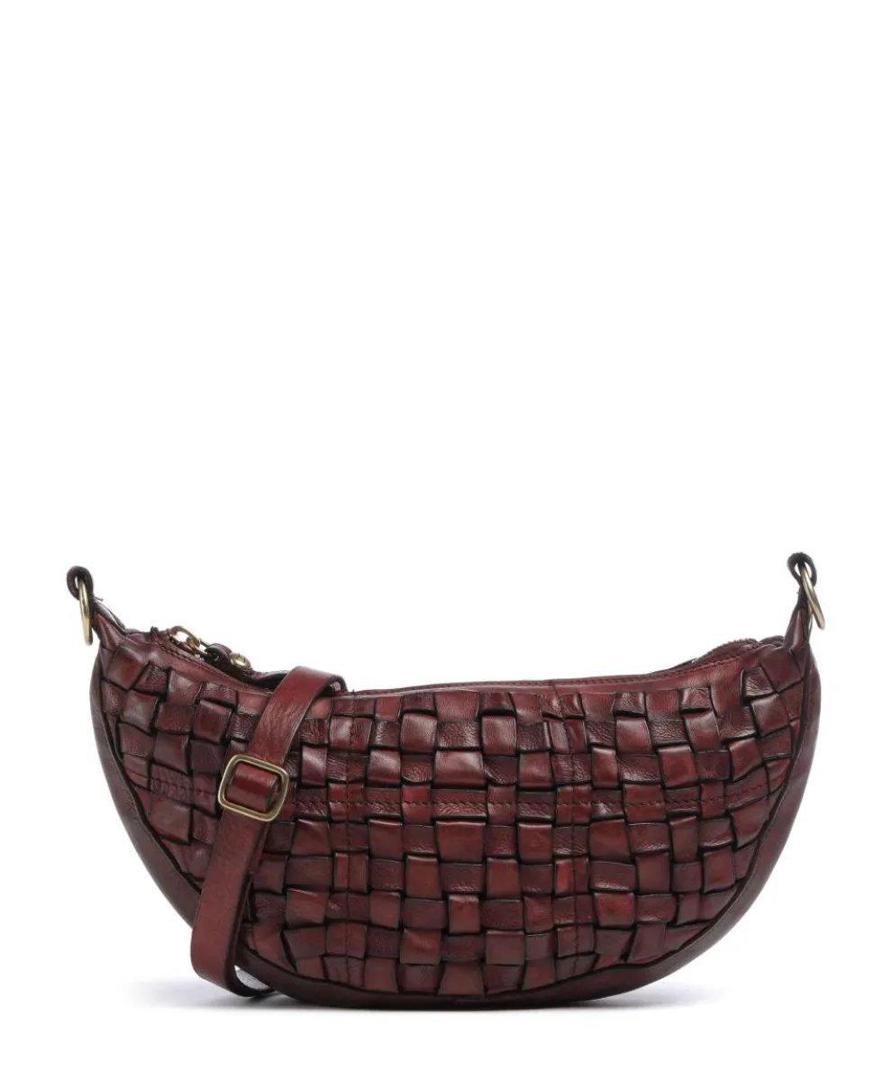 Crossbody bag fine grain cow leather dark red