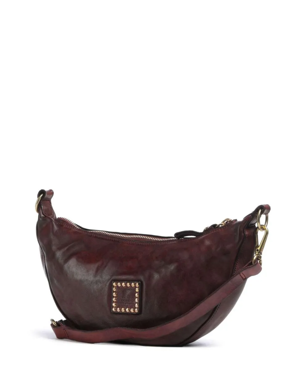 Crossbody bag fine grain cow leather dark red