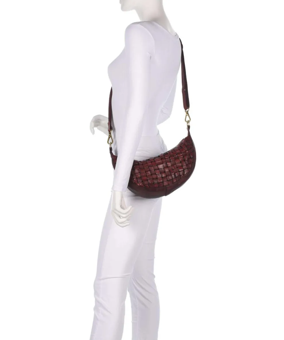 Crossbody bag fine grain cow leather dark red