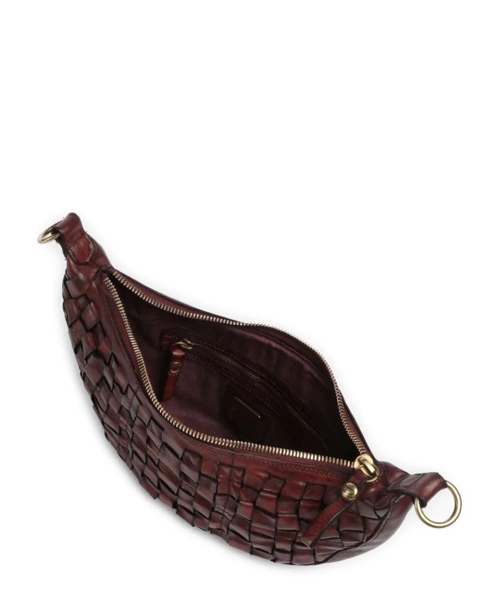 Crossbody bag fine grain cow leather dark red
