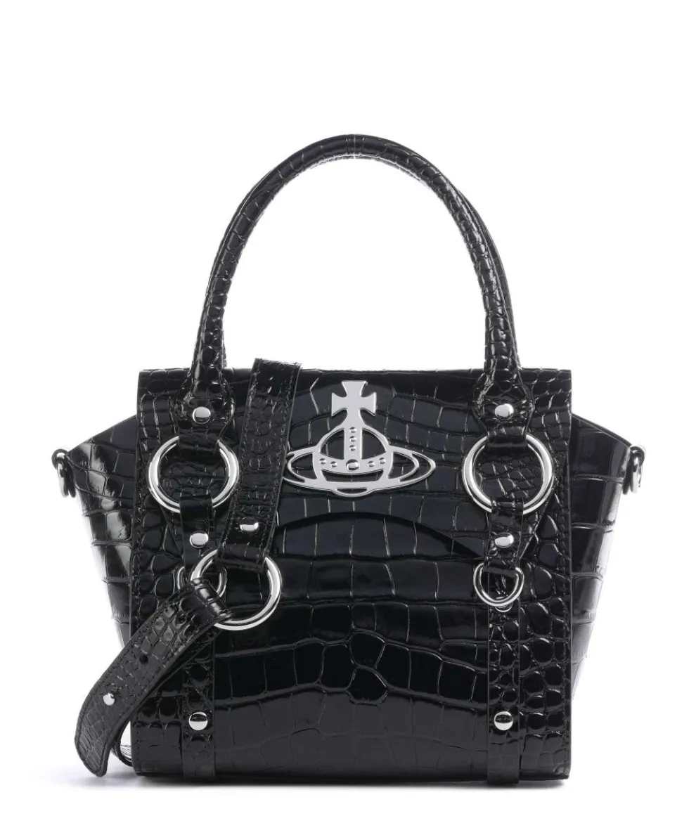 Betty Embossed Croc Small Handbag embossed calfskin black