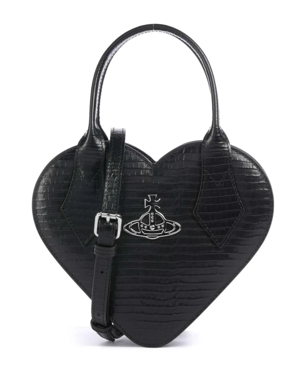 Josephine Heart Embossed Croc Mini Handbag embossed calfskin black