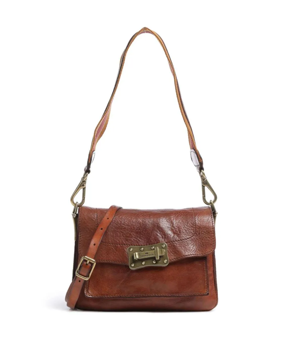 Shoulder bag grained cow leather cognac
