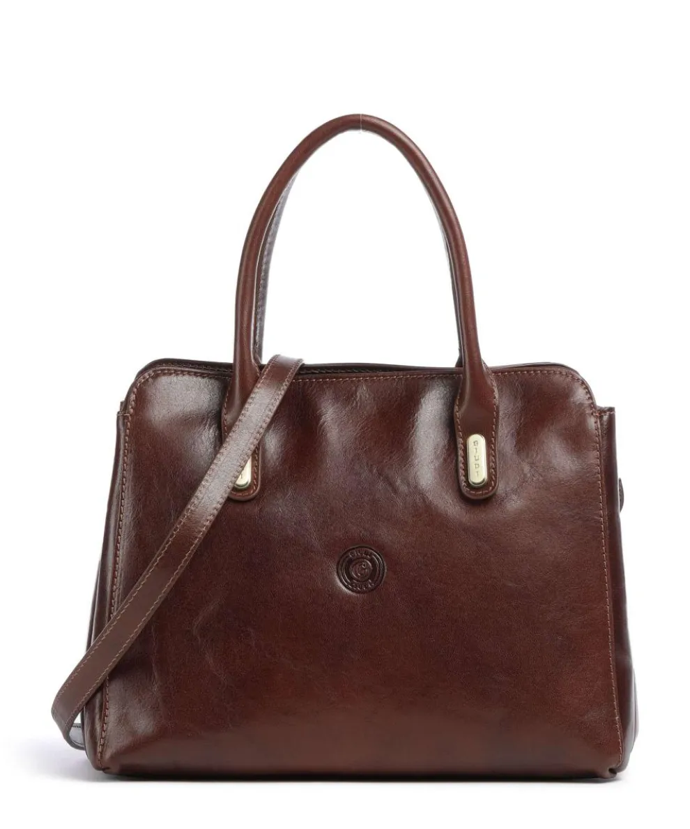 Handbag fine grain cow leather brown