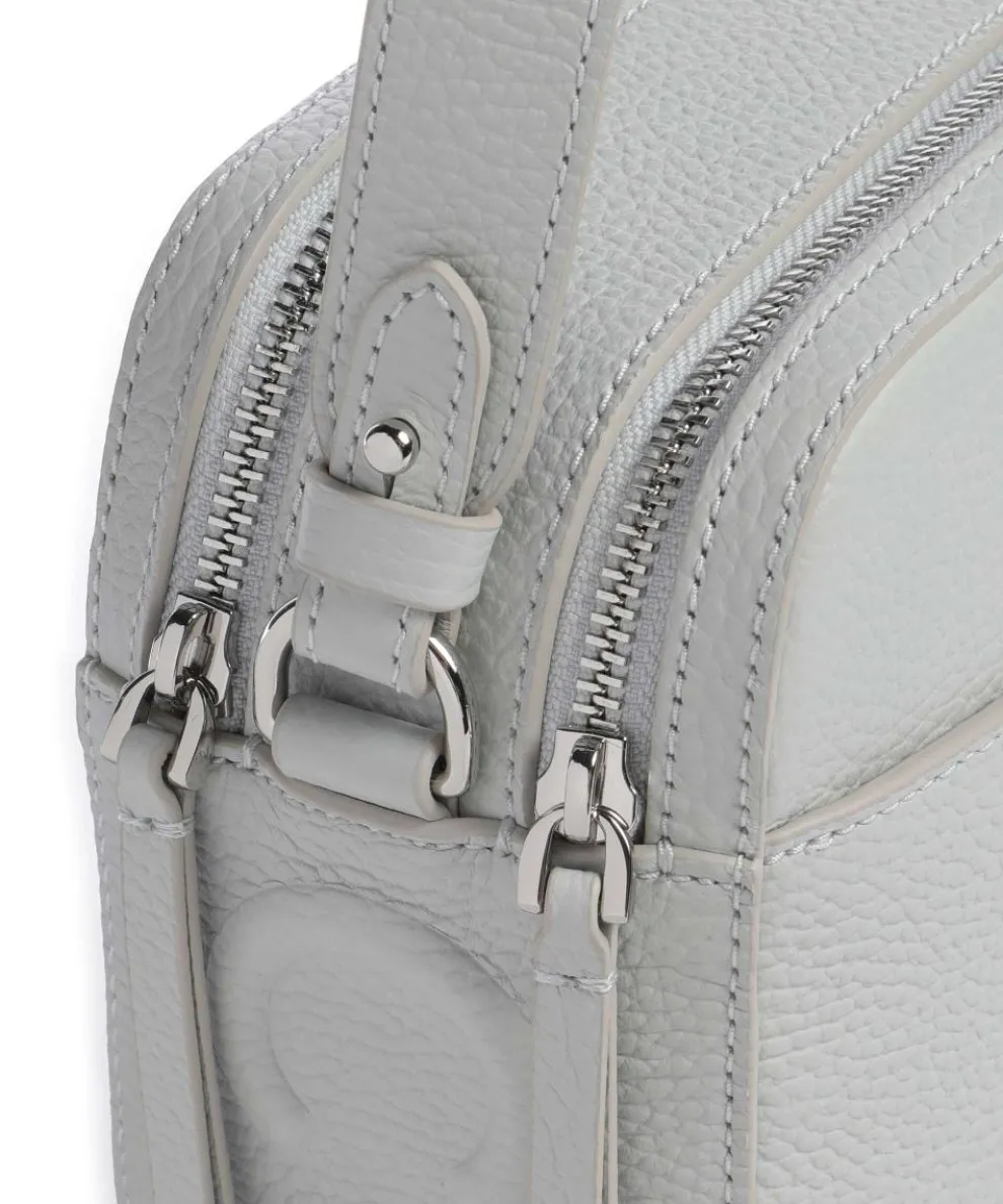 Myrtha Maxi Logo Crossbody bag grained cow leather light blue