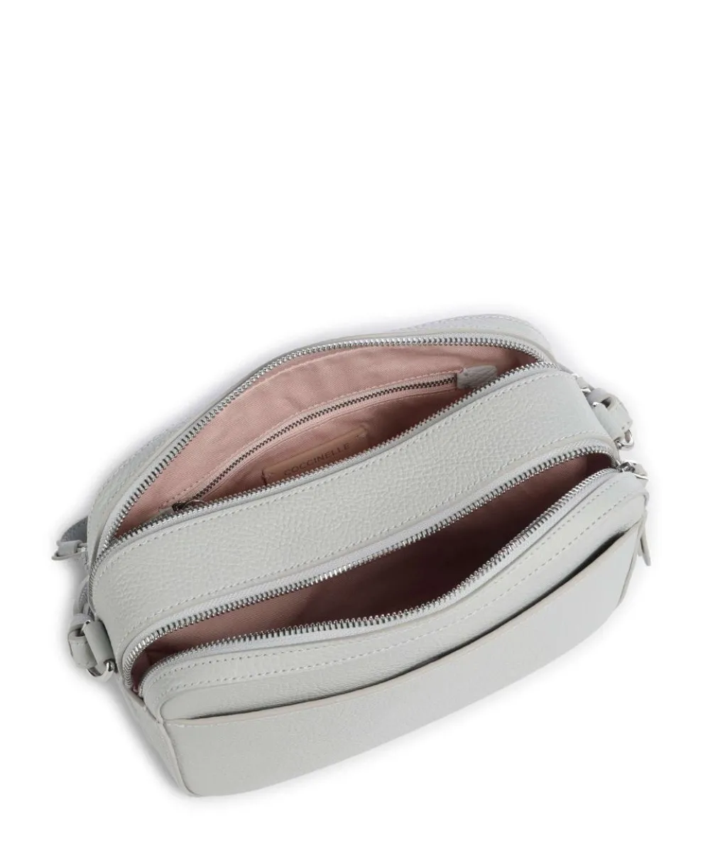 Myrtha Maxi Logo Crossbody bag grained cow leather light blue