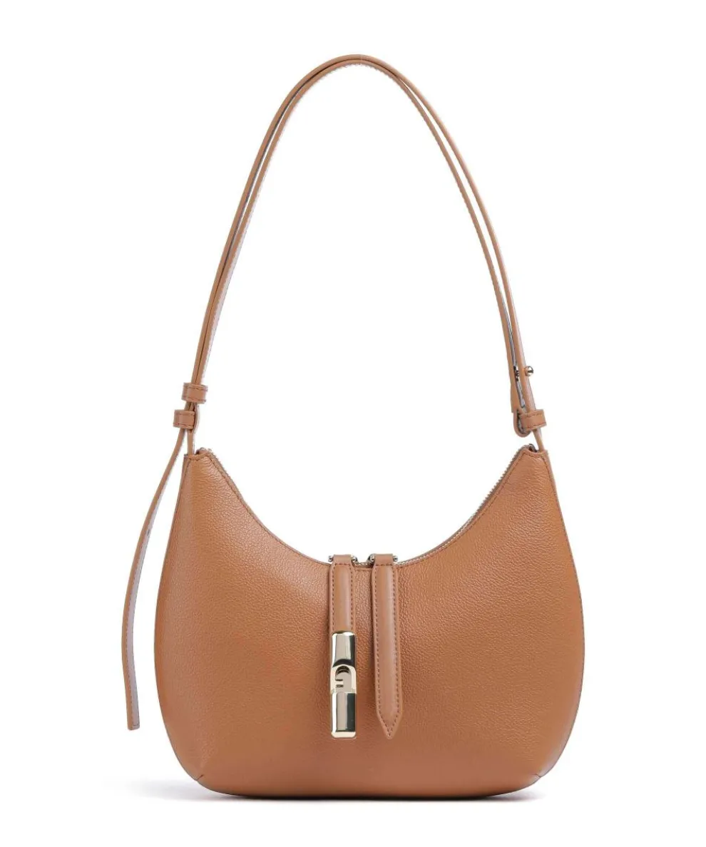Goccia S Shoulder bag grained calfskin brown