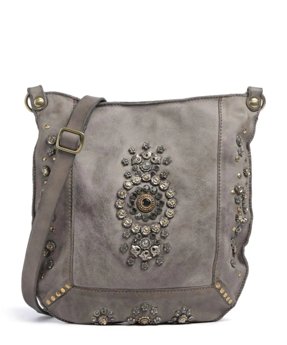 Crossbody bag fine grain cow leather stone