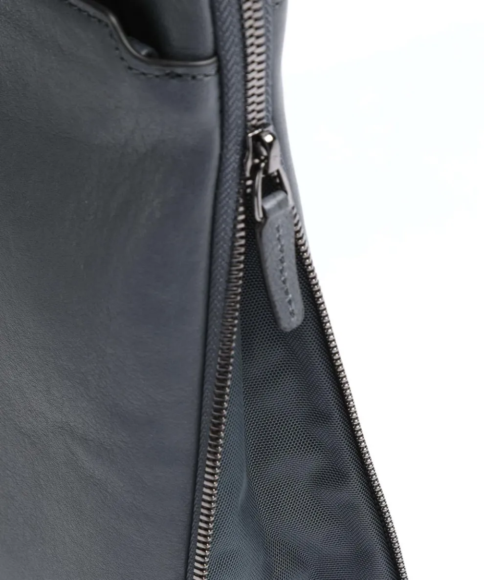 Black Square Briefcase 15″ fine grain leather blue-grey