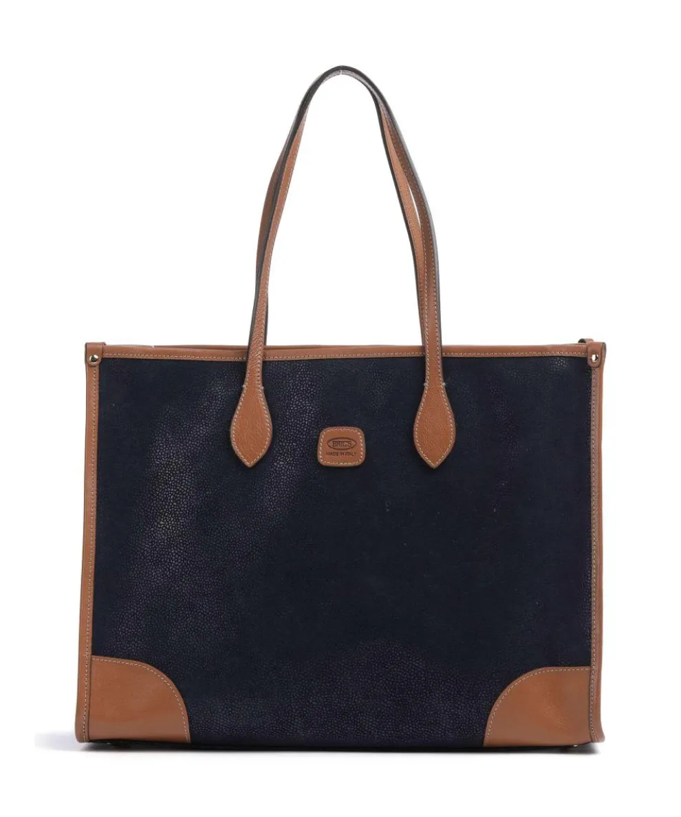 Life Tote bag 14″ fabric, grained leather dark blue