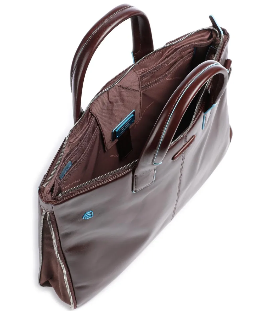 Blue Square Briefcase 15″ smooth leather mahogany