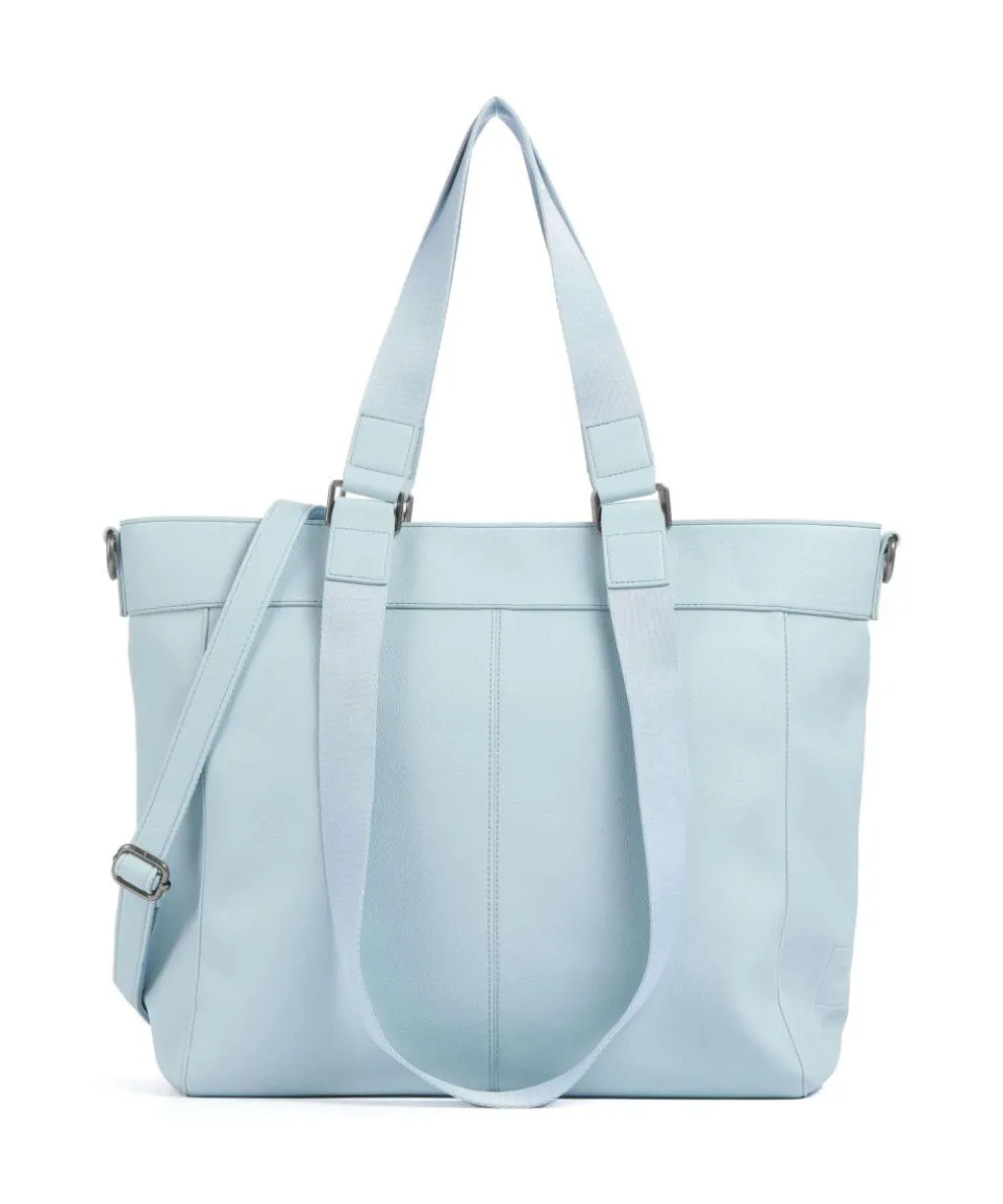 Keep on smiling Big Tote bag recycled leather light blue