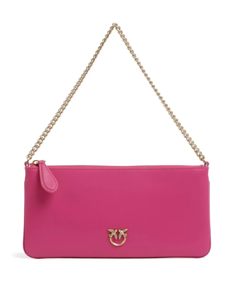 Flat Horizontal Shoulder bag fine grain cow leather pink