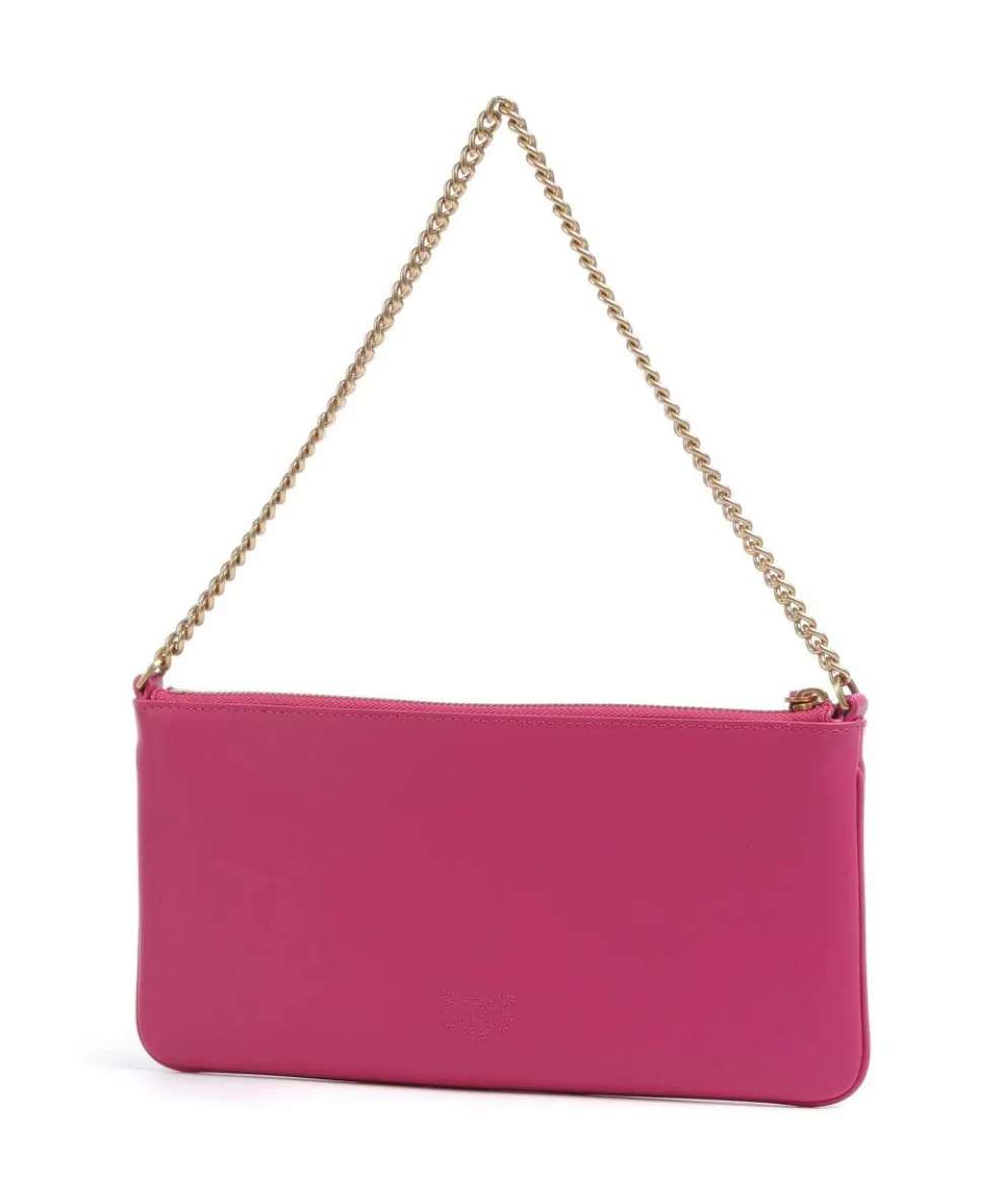 Flat Horizontal Shoulder bag fine grain cow leather pink