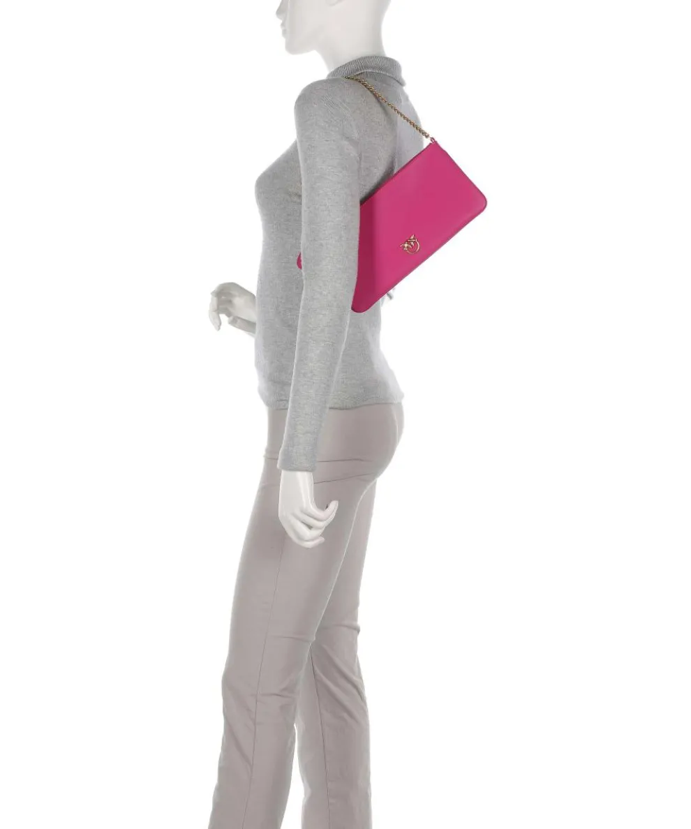 Flat Horizontal Shoulder bag fine grain cow leather pink