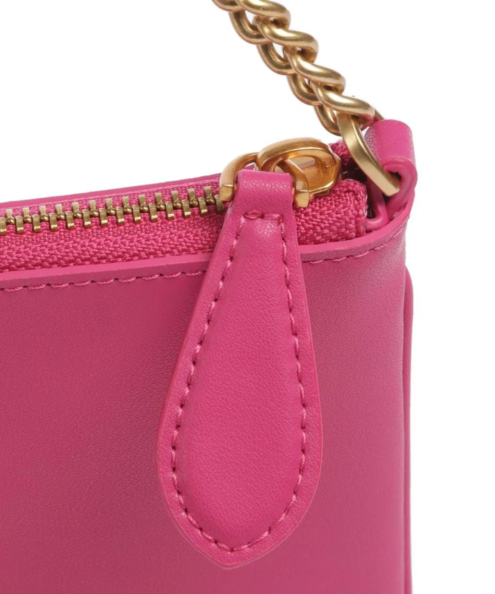 Flat Horizontal Shoulder bag fine grain cow leather pink