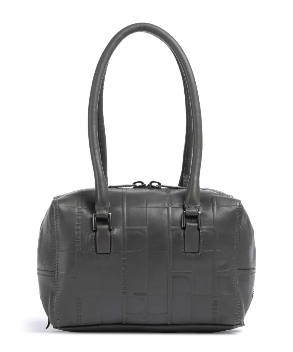 Kayla Monogram Sheep Natural S Shoulder bag embossed cow leather dark grey