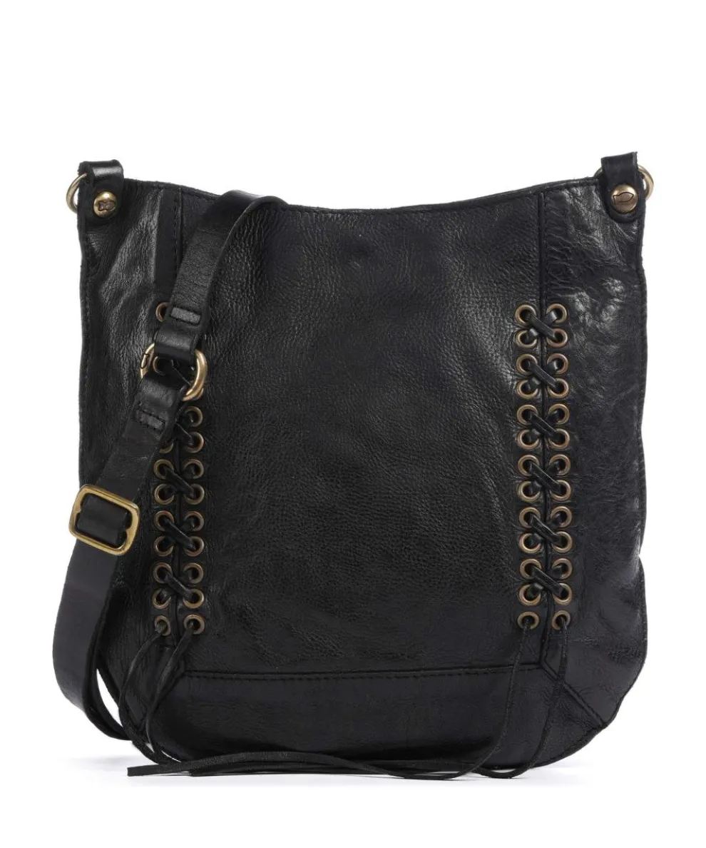Crossbody bag grained cow leather black