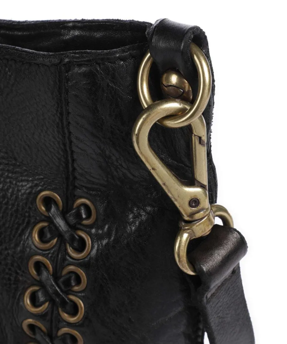 Crossbody bag grained cow leather black
