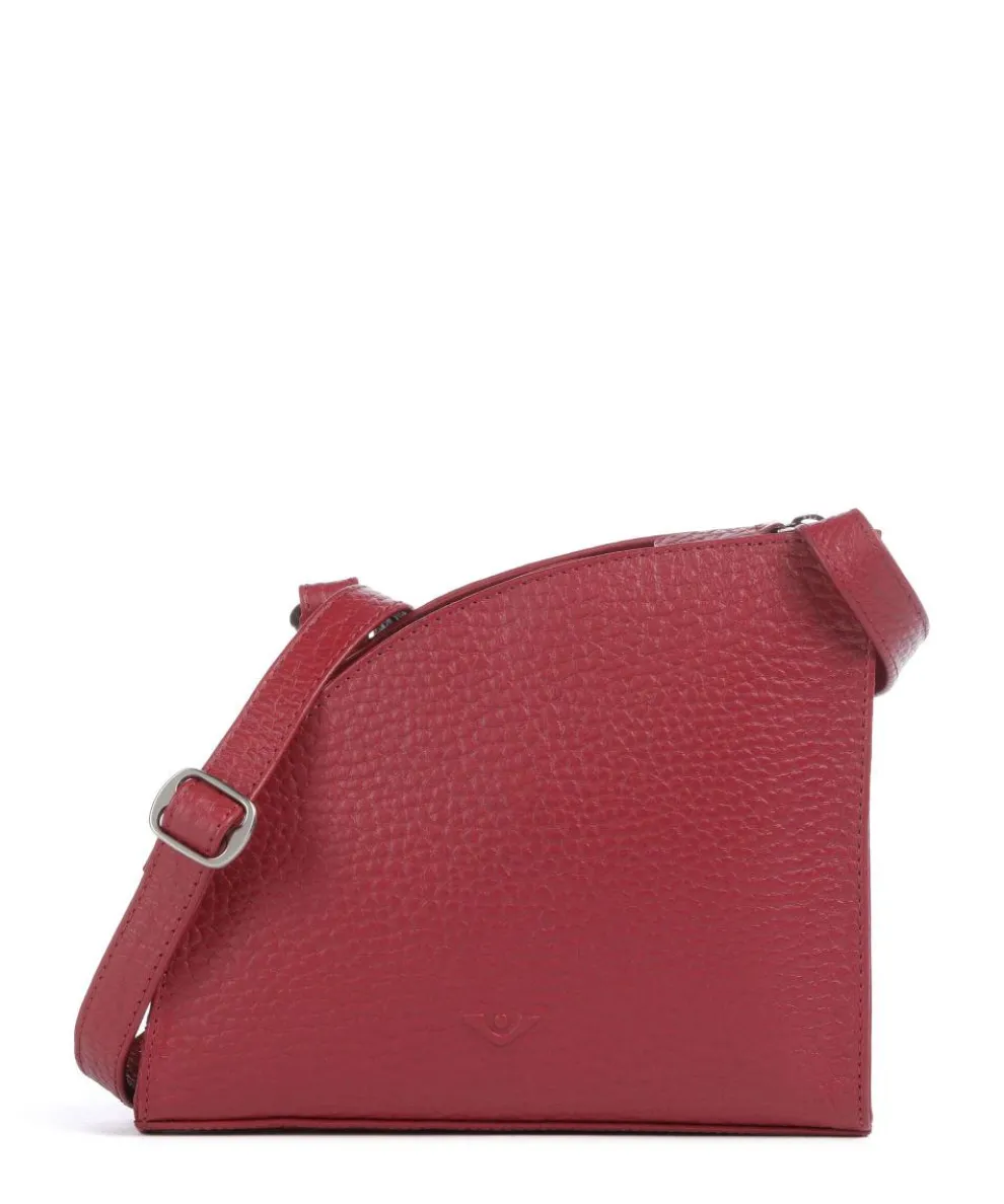 Hirsch Britney Crossbody bag grained leather dark red