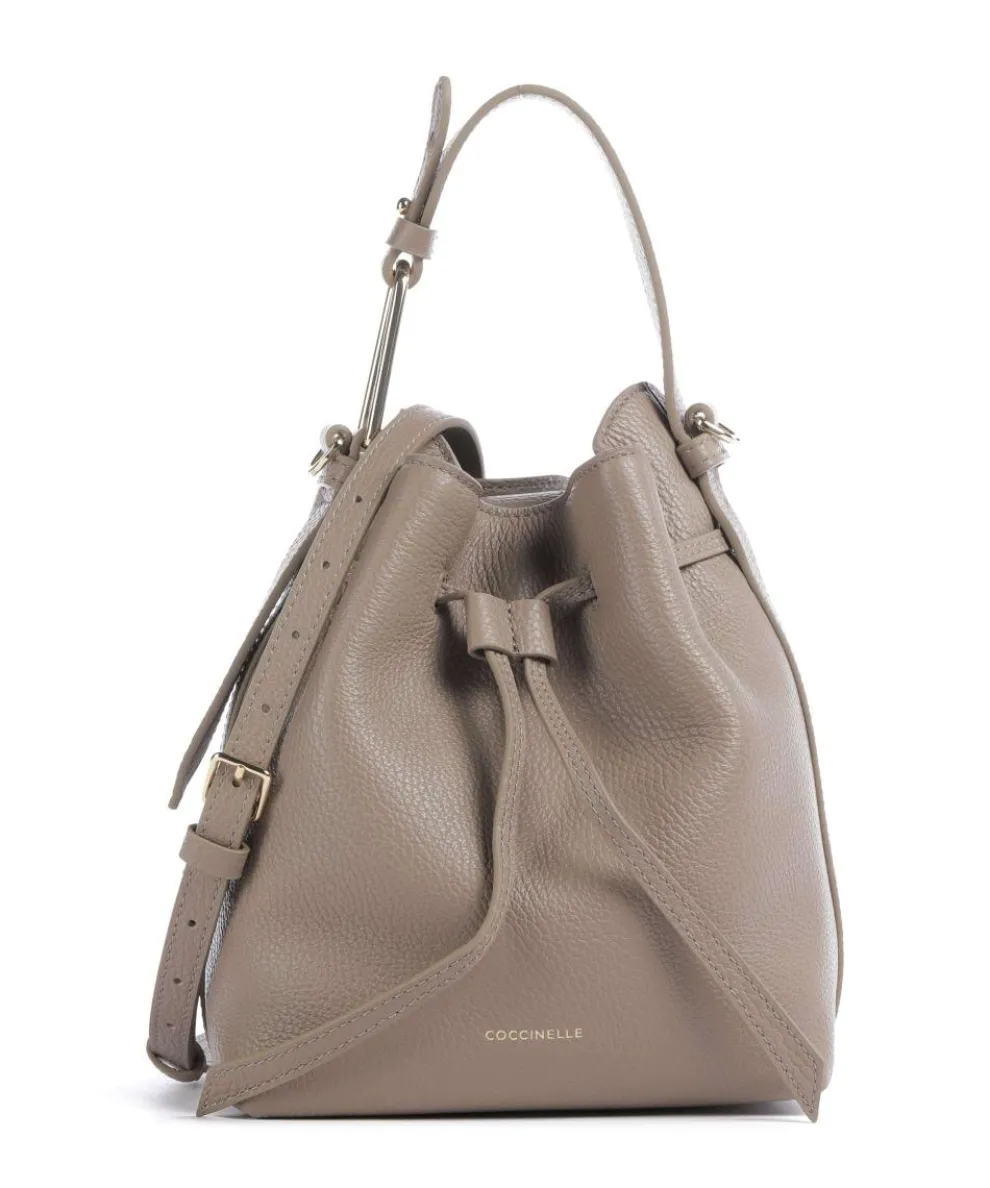 Malory Bucket bag grained leather taupe