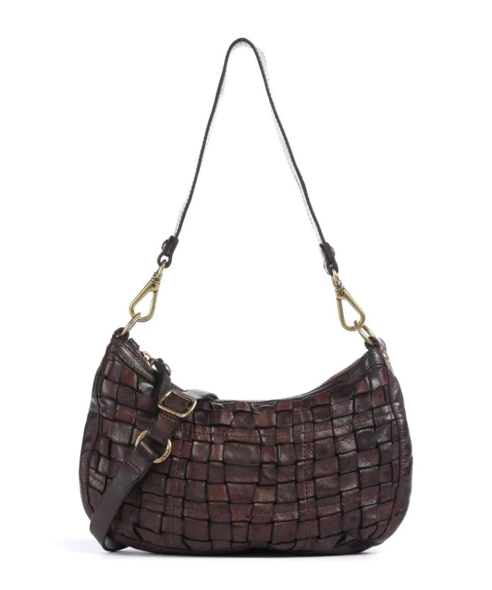 Shoulder bag grained cow leather dark brown