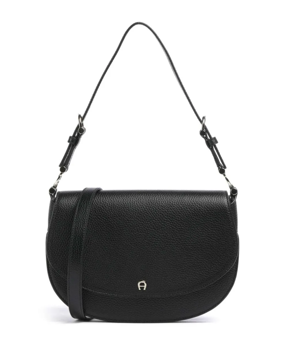Delia S Shoulder bag grained cow leather black