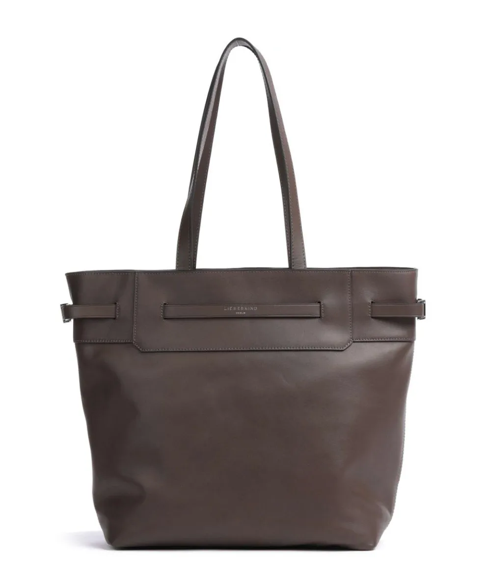 Lora Calf Optic L Tote bag softly grained calfskin dark brown