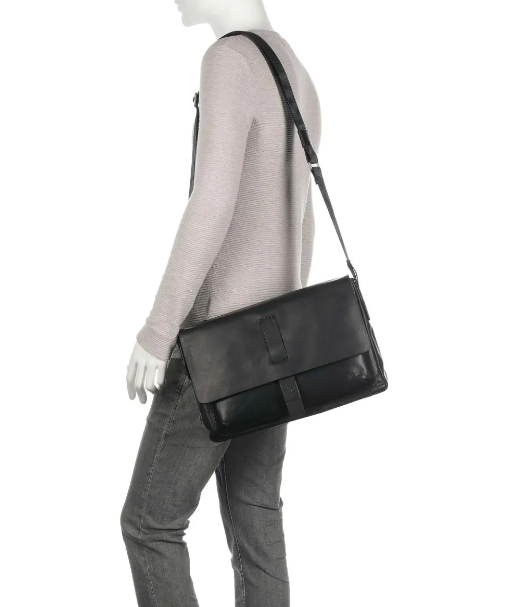 Loreto Janis Messenger bag fine grain cow leather black