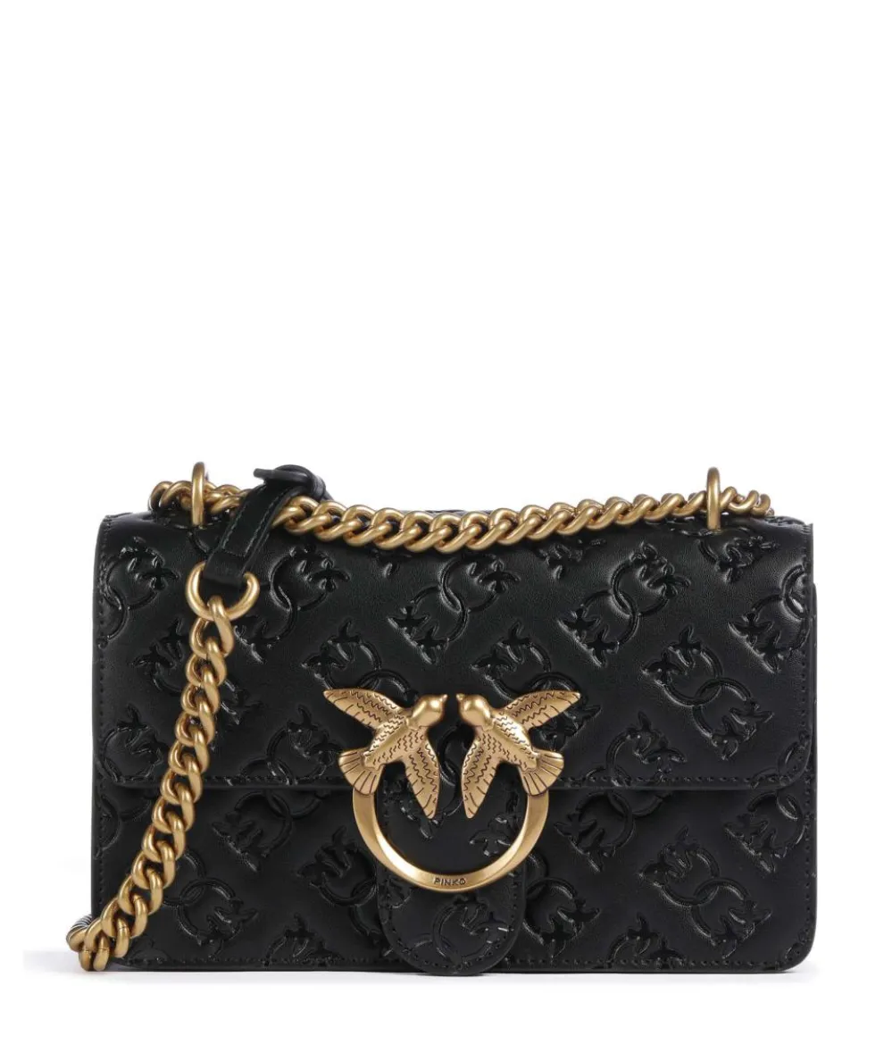 Love One Mini Shoulder bag embossed leather black